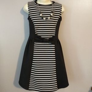 Pink Crush Black and White Striped Sleeveless Girls Dress Size 6
